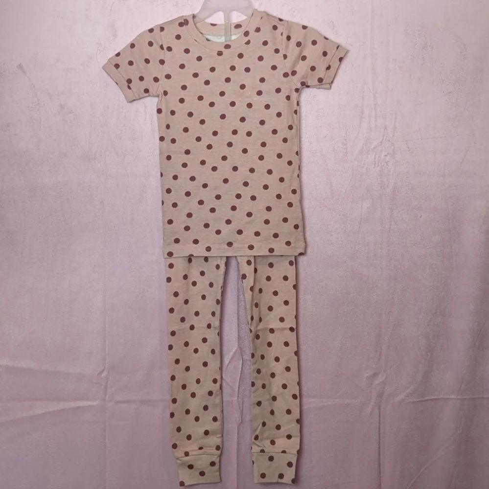 Old Navy Pink Short Sleeve Polka Dot Pajama Set size 5T